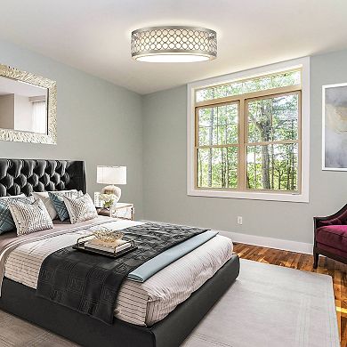 Parrot Unlce 15.4" Modern Silver Metal LED Flush Mount Fixture Ceiling Light