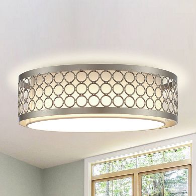 Parrot Unlce 15.4" Modern Silver Metal LED Flush Mount Fixture Ceiling Light