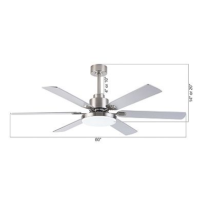 60" Modern Brushed Nickel Ceiling Fan with LED and Remote