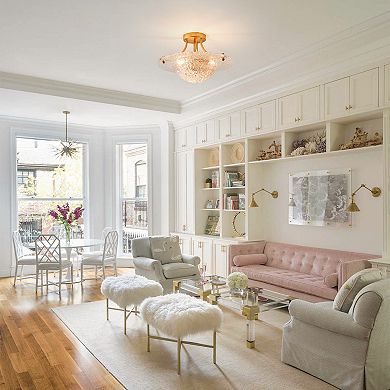 Parrot Uncle Vintage Distressed Gold Resin Bowl Shade Semi-Flush Mount Ceiling Light