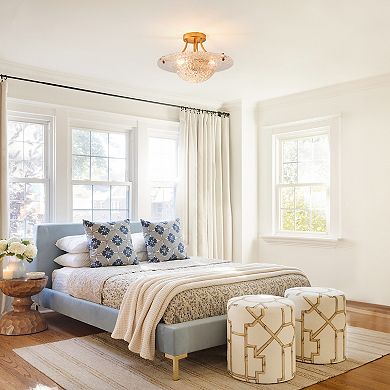 Parrot Uncle Vintage Distressed Gold Resin Bowl Shade Semi-Flush Mount Ceiling Light