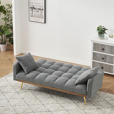 69-in Soft Sofa Bed with Adjustable Backrest and 2 Pillows