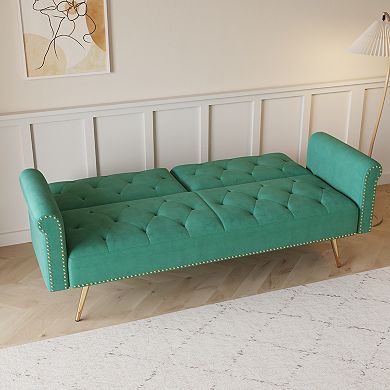 69.7" Long Velvet Sofa Bed Loveseat with Pillow