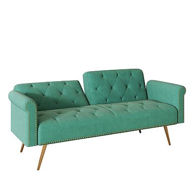69.7" Long Velvet Sofa Bed Loveseat with Pillow