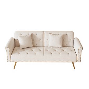 69.7" Long Velvet Sofa Bed Loveseat with Pillow