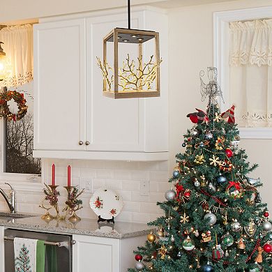 Parrot Unlce Farmhouse Gold 4-Light Crystal Adjustable Lantern Pendant Light