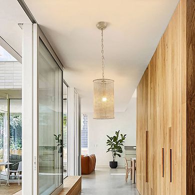 Parrot Uncle Farmhouse Mini Pendant Cylinder Rope Mesh Cage Kitchen Island Lights for Dining Room