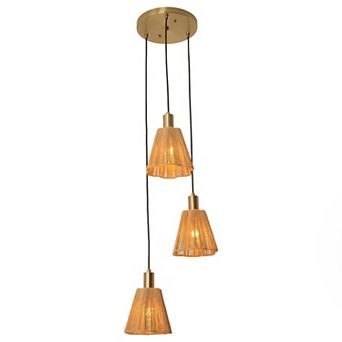 Parrot Unlce Farmhouse Woven Paper Rope 3-Light Kitchen Island Light Chandelier