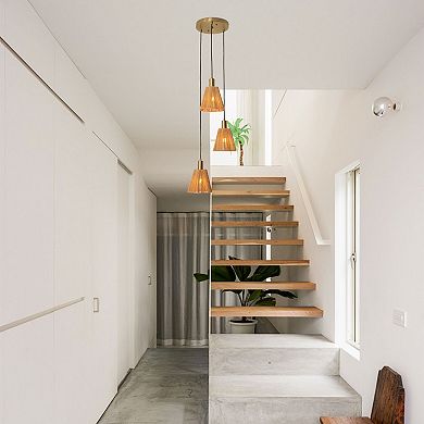 Parrot Unlce Farmhouse Woven Paper Rope 3-Light Kitchen Island Light Chandelier