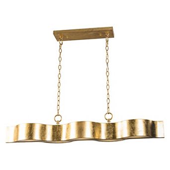 Parrot Uncle 5-Light Antique Gold Wavy Dimmable Kitchen Island Chandelier Hanging Pendant