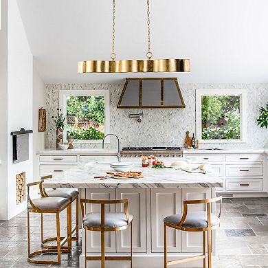 Parrot Uncle 5-Light Antique Gold Wavy Dimmable Kitchen Island Chandelier Hanging Pendant