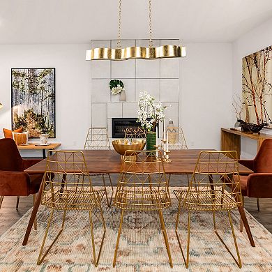 Parrot Uncle 5-Light Antique Gold Wavy Dimmable Kitchen Island Chandelier Hanging Pendant