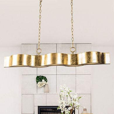 Parrot Uncle 5-Light Antique Gold Wavy Dimmable Kitchen Island Chandelier Hanging Pendant