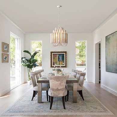 Parrot Uncle 20" Farmhouse 5-Light Off-White 3-Tier Wood Chandelier