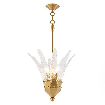 Parrot Unlce 17" Modern Gold Flower 3-Light Textured Glass Chandelier Pendant Light