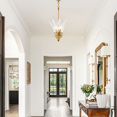 Parrot Unlce 17" Modern Gold Flower 3-Light Textured Glass Chandelier Pendant Light