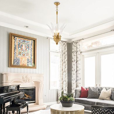 Parrot Unlce 17" Modern Gold Flower 3-Light Textured Glass Chandelier Pendant Light