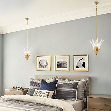 Parrot Unlce 17" Modern Gold Flower 3-Light Textured Glass Chandelier Pendant Light