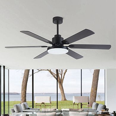 60" Modern 6-Blade Dimmable LED Ceiling Fan with Light and Remote