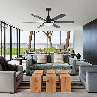 60" Modern 6-Blade Dimmable LED Ceiling Fan with Light and Remote