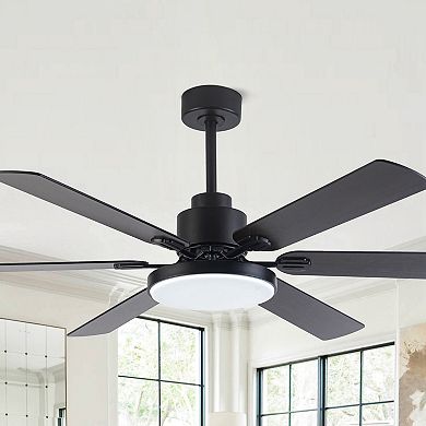 60" Modern 6-Blade Dimmable LED Ceiling Fan with Light and Remote