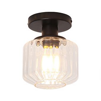 Parrot Unlce 5.9" Modern Black Glass Semi Flush Mount Light Ceiling Fixture