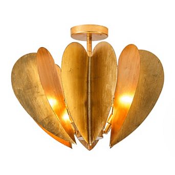 Parrot Unlce 19" Antique Gold Heart Semi Flush Mount Fixture Ceiling Light for Bedroom