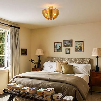 Parrot Unlce 19" Antique Gold Heart Semi Flush Mount Fixture Ceiling Light for Bedroom