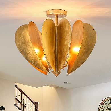 Parrot Unlce 19" Antique Gold Heart Semi Flush Mount Fixture Ceiling Light for Bedroom