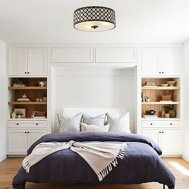 Parrot Unlce Modern 3-Light Crystal Black Drum Flush Mount Fixture Ceiling Light