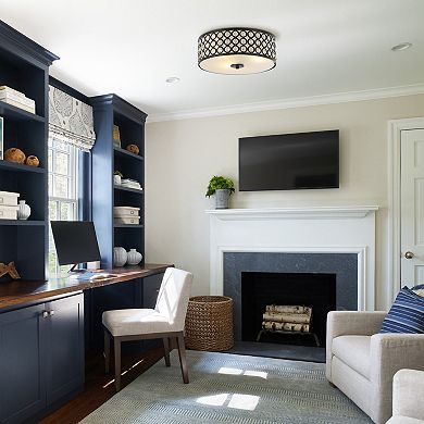 Parrot Unlce Modern 3-Light Crystal Black Drum Flush Mount Fixture Ceiling Light