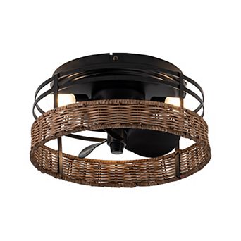 13" Farmhouse Flush Mount Ceiling Fan with Light & Remote