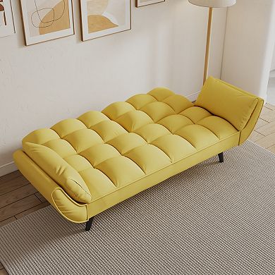 74" Velvet Loveseat Sofa with Pillow and Adjustable Backrest