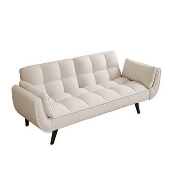 74" Velvet Loveseat Sofa with Pillow and Adjustable Backrest