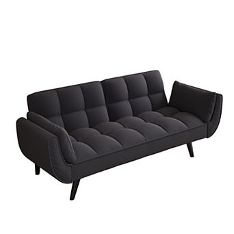 74" Velvet Loveseat Sofa with Pillow and Adjustable Backrest