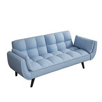 74" Velvet Loveseat Sofa with Pillow and Adjustable Backrest