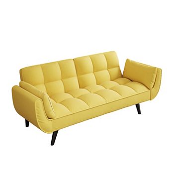 74" Velvet Loveseat Sofa with Pillow and Adjustable Backrest