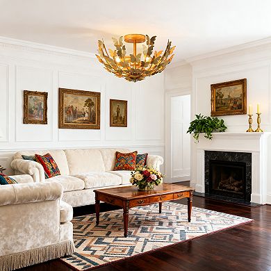 Parrot Uncle Antique Gold 4-Light Butterfly Bowl Semi Flush Mount Ceiling Light