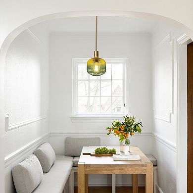 Parrot Unlce 6" Wide Vintage Single Green Glass Pendant Light