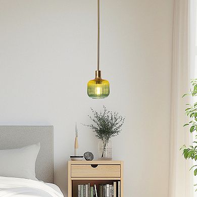 Parrot Unlce 6" Wide Vintage Single Green Glass Pendant Light