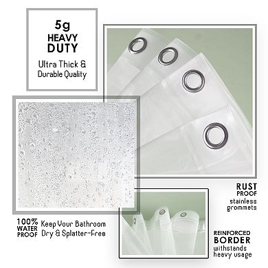 Clara Clark Shower Curtain Liner, Heavy Duty 5G Thick, Soap & Scum Resistant Shower Curtain Liner