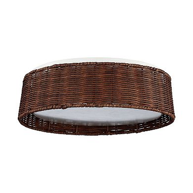 Parrot Unlce 16.5" Farmhouse Rattan LED Flush Mount Fixture Ceiling Light