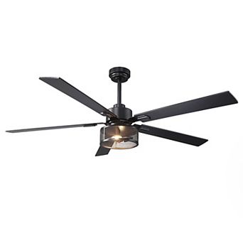 60" Industrial Black Reversible Wood 5-Blade Smart Ceiling Fan with Light and Remote, App Control