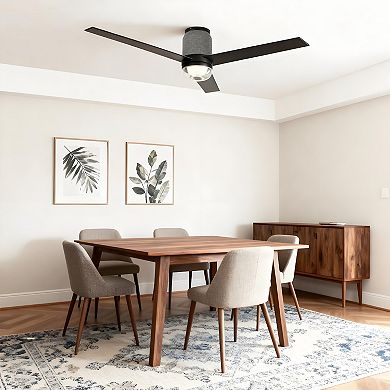 52" Modern RGB LED Smart Flush Mount Ceiling Fan with Light and Remote, App Control, Voice Control