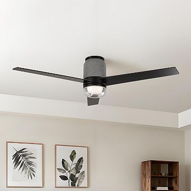 52" Modern RGB LED Smart Flush Mount Ceiling Fan with Light and Remote, App Control, Voice Control