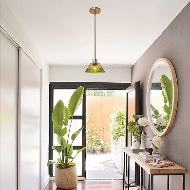 Parrot Unlce 8" Wide Modern Gold 1-light Green Glass Pendant Light