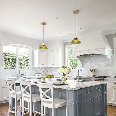 Parrot Unlce 8" Wide Modern Gold 1-light Green Glass Pendant Light