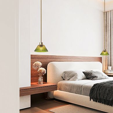 Parrot Unlce 8" Wide Modern Gold 1-light Green Glass Pendant Light