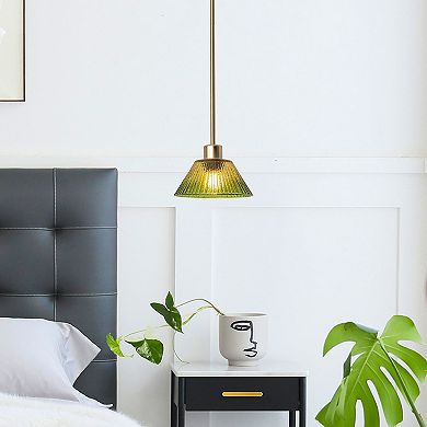 Parrot Unlce 8" Wide Modern Gold 1-light Green Glass Pendant Light