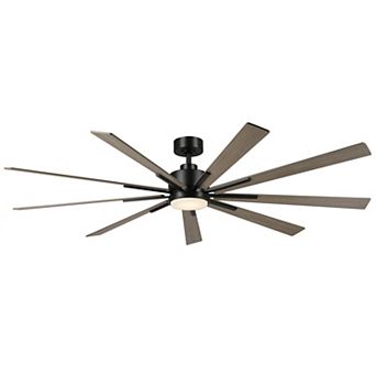 72" Farmhouse Black Integrated LED Windmill Ceiling Fan with Light and Remote